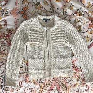 NWOT Ann Taylor Cream Crochet Blazer Jacket Petite